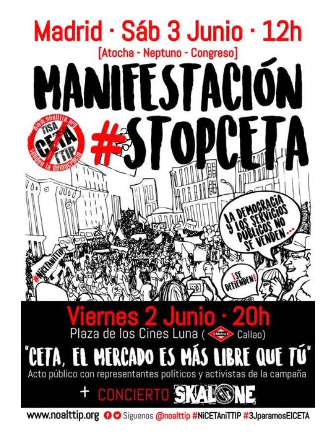 image UGT llama a participar en las manifestaciones el 2 y 3 de Junio contra el CETA